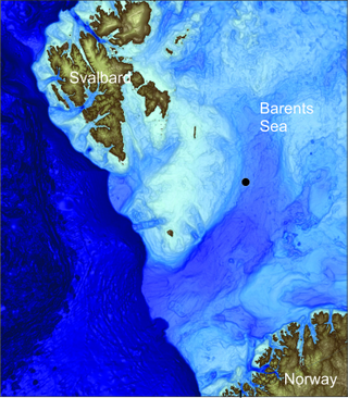 The study area is in Bjørnøyrenna close to the Arctic archipelago Svalbard. (Illustration: K. Andreassen/CAGE)
